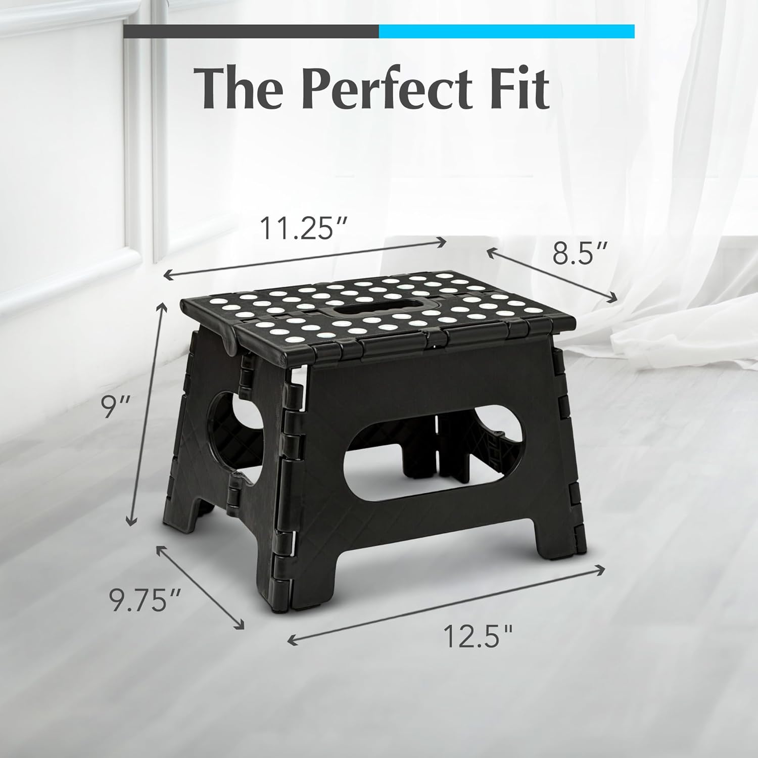 Detalle 1 de Handy Laundry Folding Step Stool (Black) - Collapsible 9-Inch Stool for Adults and Kids