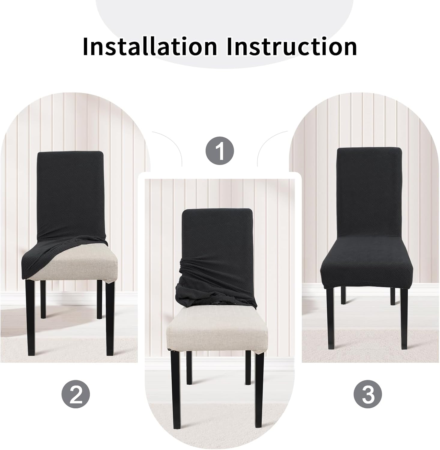 Thumbnail 6 de YSTELLAA Housse De Chaise 6 Pièces – Extensible, Noir