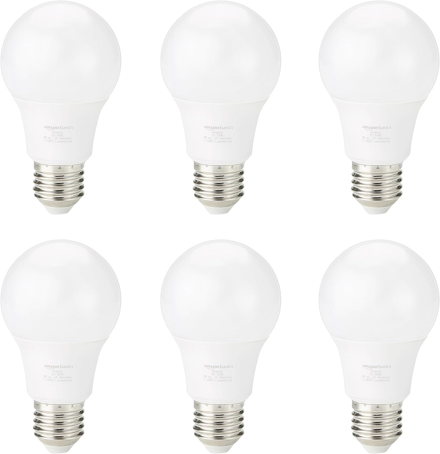 Detalle de Amazon Basics LED E27 8W Bulb (60W Equivalent) Warm White — 6 Pack