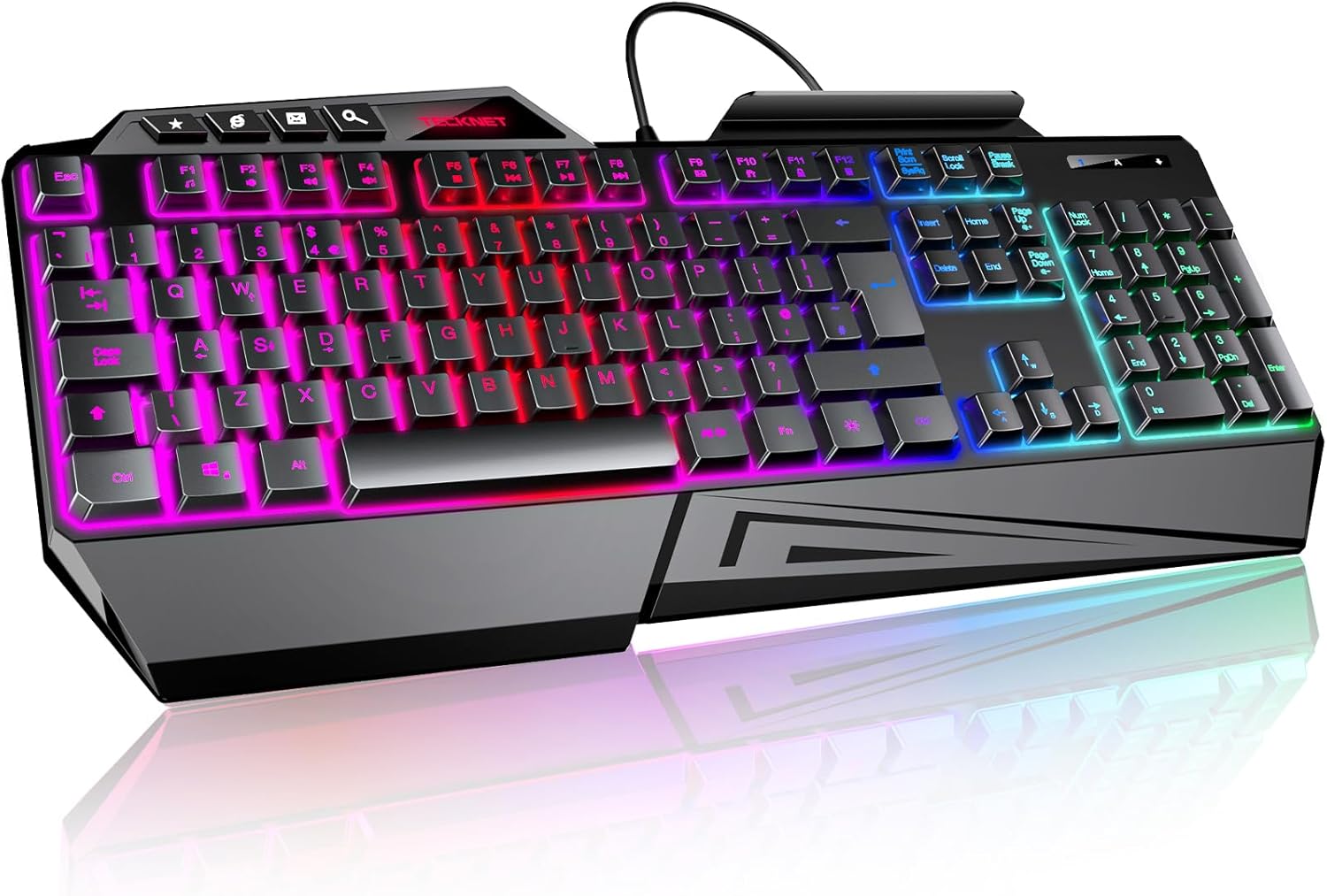 Detalle de TECKNET Wired Gaming Keyboard 26-Key Anti-Ghosting
