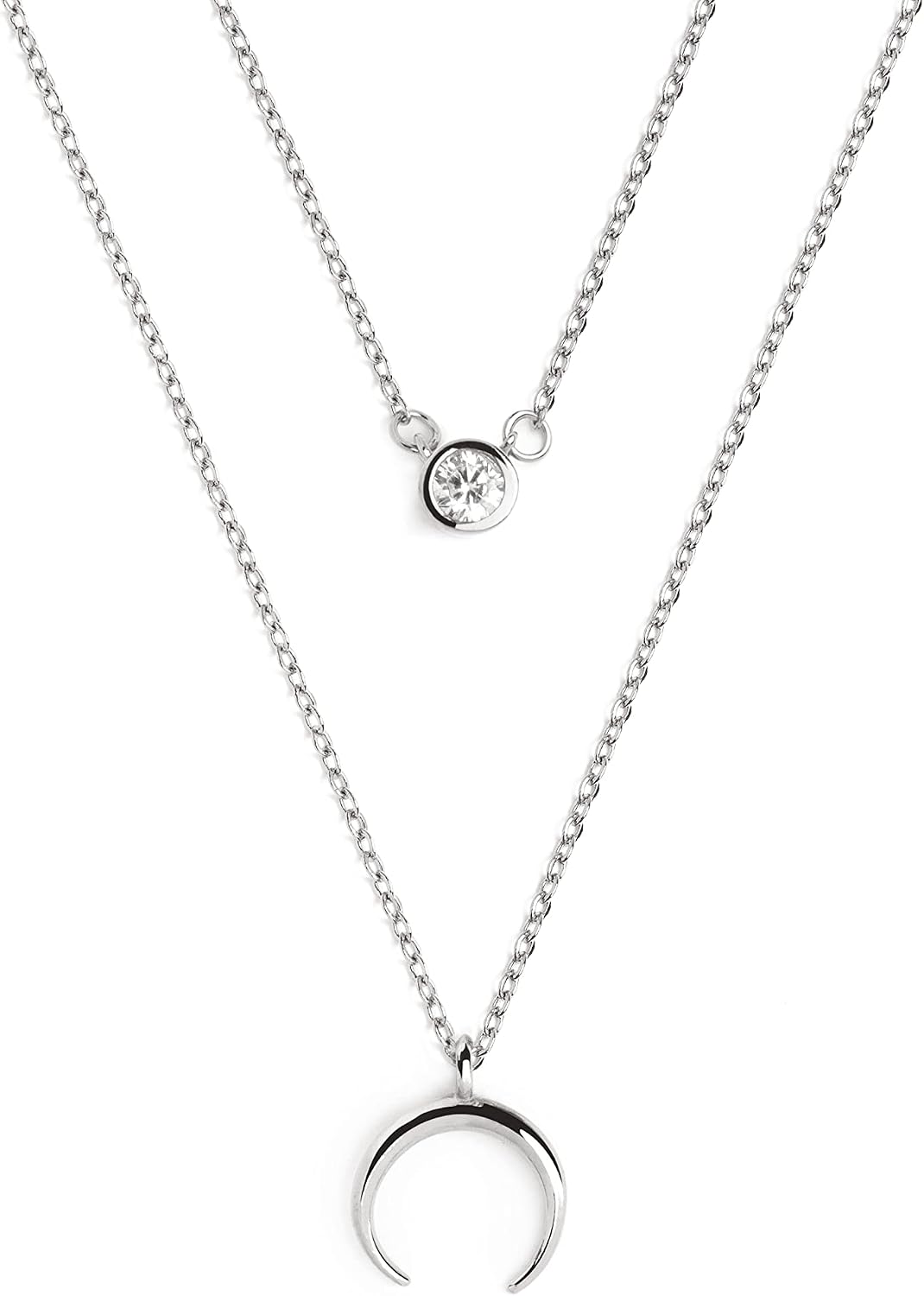 Detalle de SINGULARU Set 2 Collane Diamond + Mini Moonset in Argento 925 placcato oro 18K