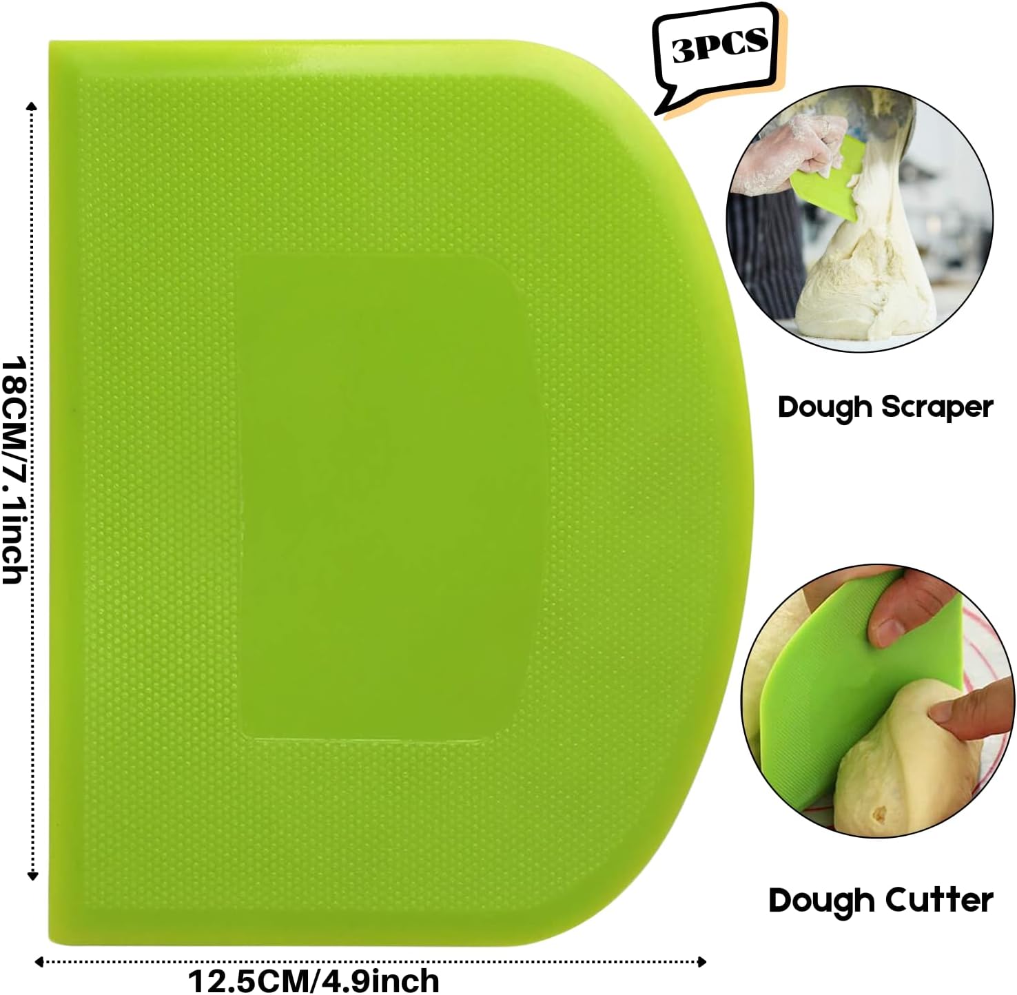 Thumbnail 1 de SURDOCA Flexible Dough Scraper Bench Scraper (3 pack) – 7.1 x 4.9 in, BPA-free PE plastic