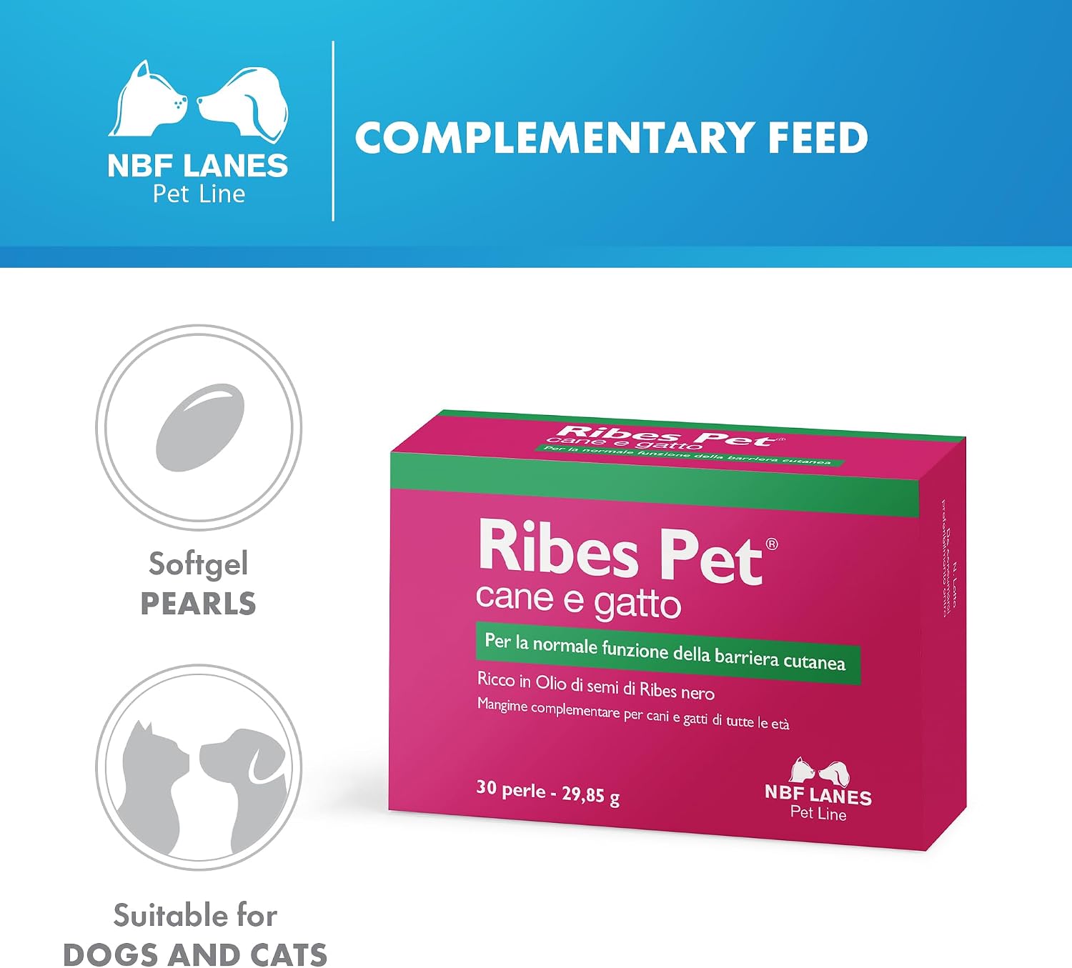 Detalle de NBF Lanes Ribes pour Animaux de Compagnie — 30 perles attrayantes pour la fonction normale de la barrière cutanée