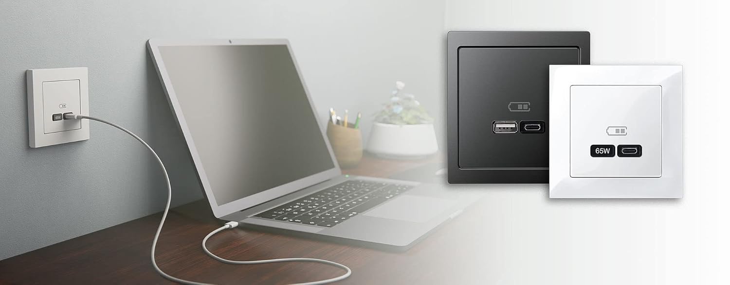 Detalle 2 de Schneider Electric Merten MEG4366-0130 65W USB‑C Ladeeinsatz