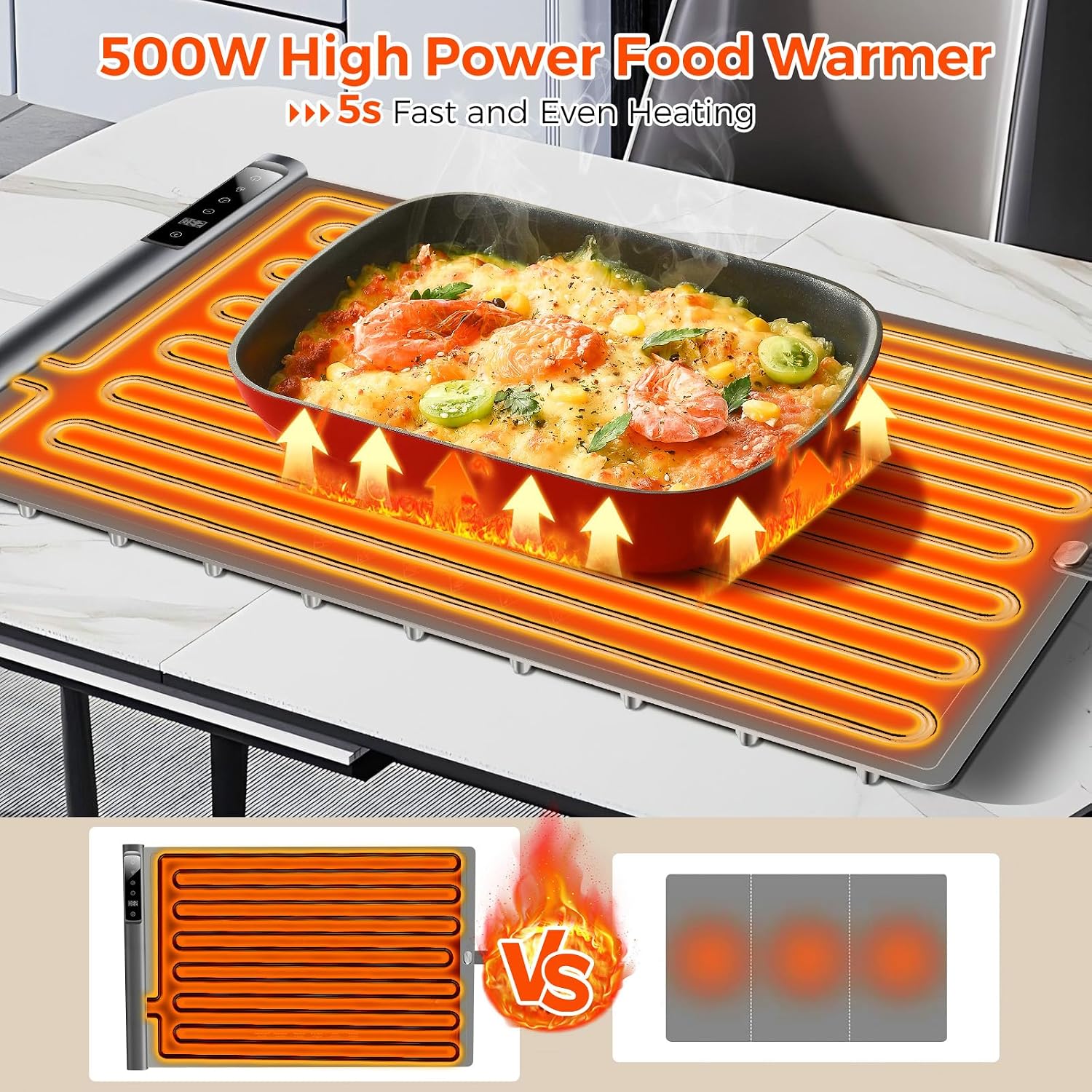 Detalle 2 de Silicone Electric Warming Tray 10s, 8 Temps 🍽