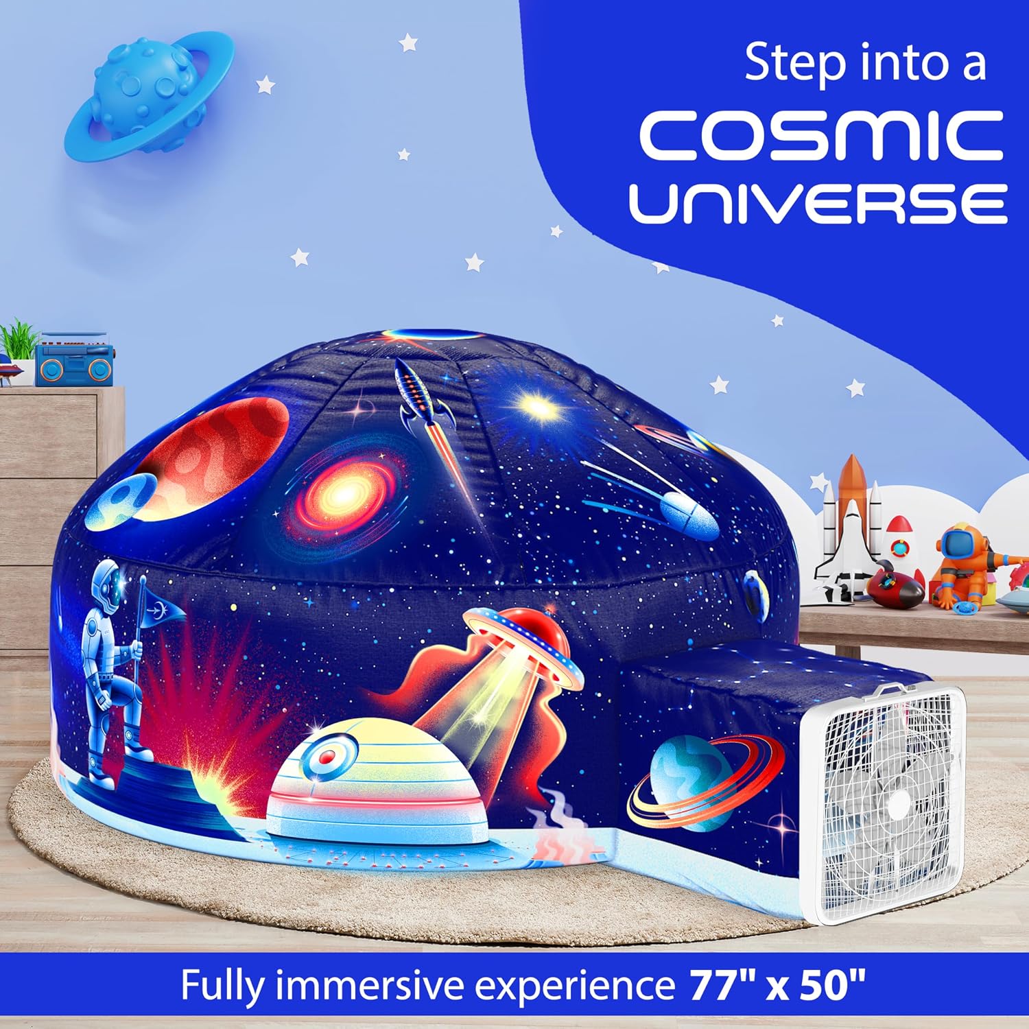 Thumbnail 5 de Winston & Olive Galactic Aerodome with LED Lights Inflatable Space Fort for Kids (Ages 3–12) — Fan Not Included