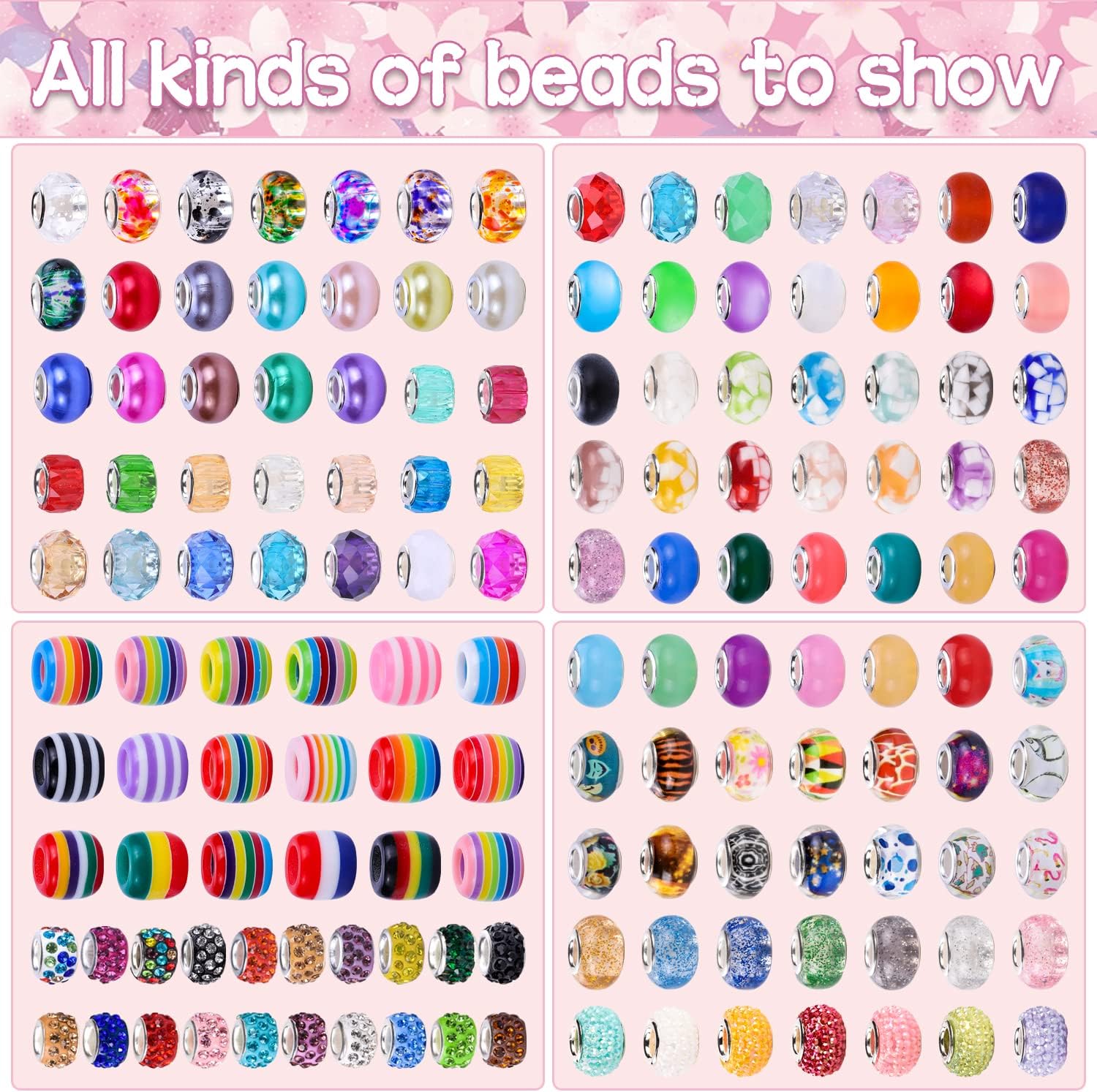 Detalle 2 de AIPRIDY AI-RG-Mix Large-Hole European Beads, 192-Piece Assorted Craft Kit