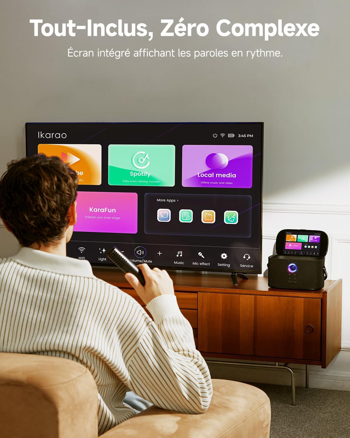 Detalle de Ikarao Shell S2 karaokeset met display, 140 W en 2 draadloze microfoons