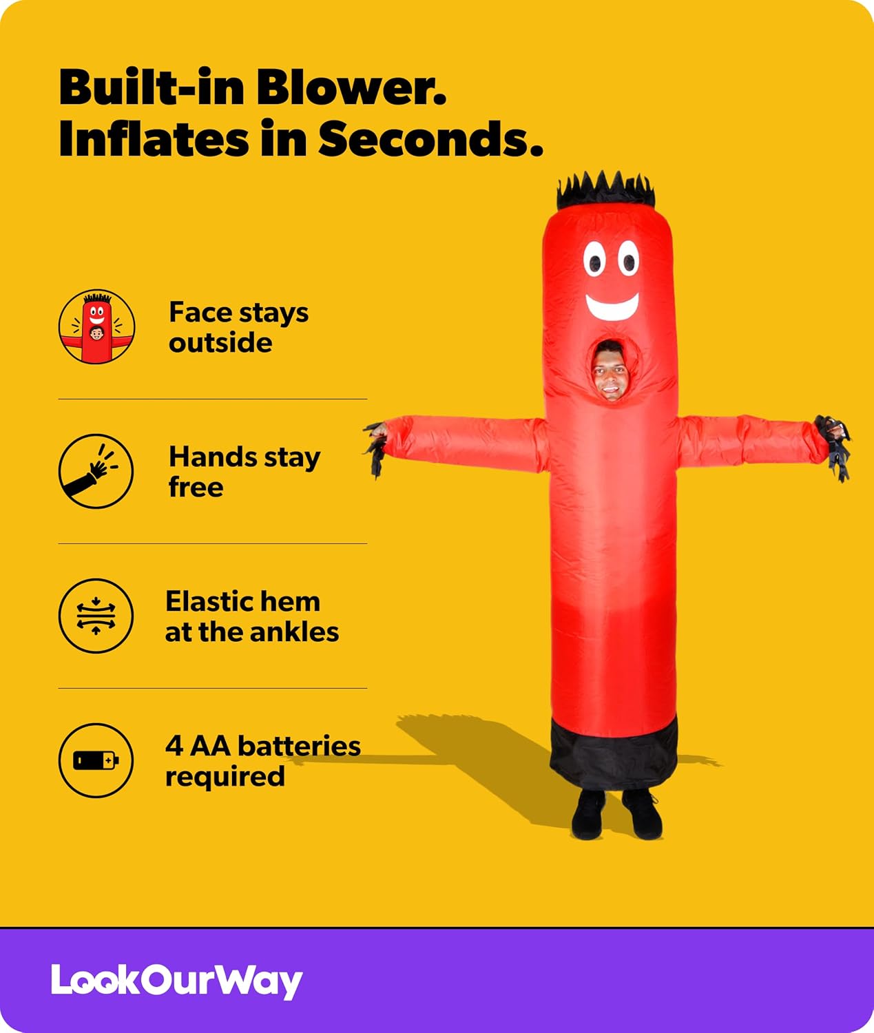Detalle 2 de LookOurWay Air Dancers Inflatable Tube Man Costume with Built-In Blower