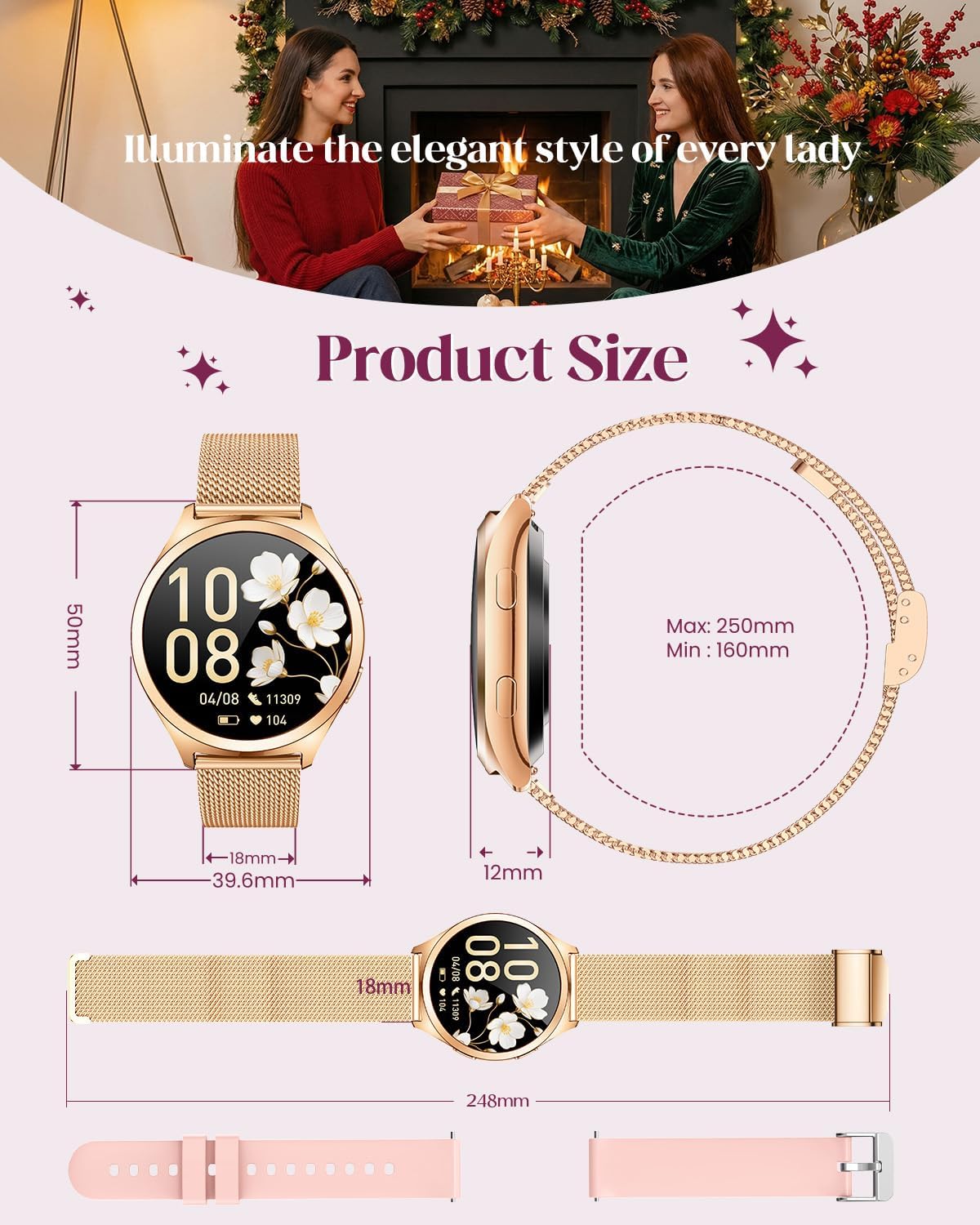 Thumbnail 6 de Women’s Smart Fitness Watch (1.27-inch) with Bluetooth Calling, Heart Rate & SpO2, IP68