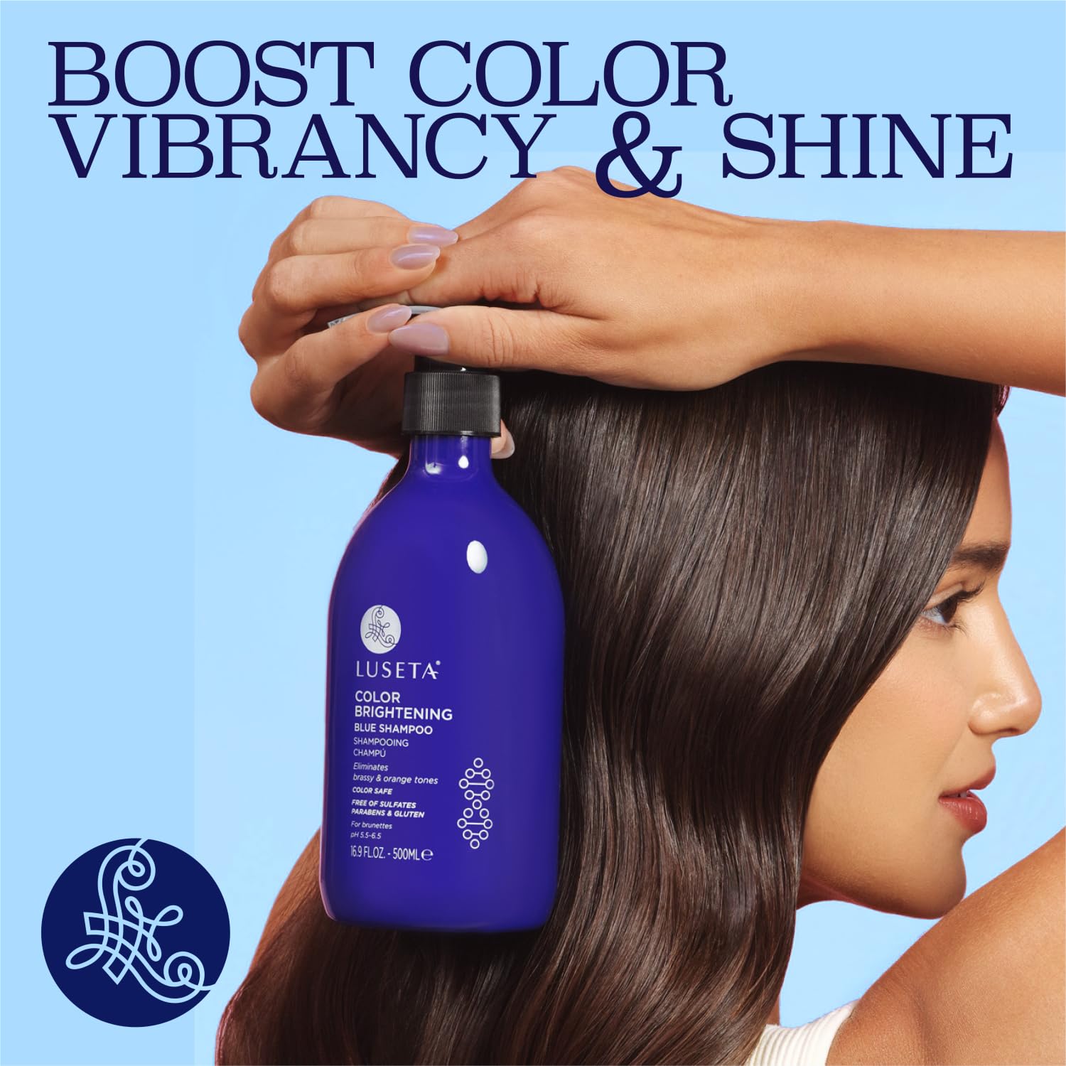 Detalle de Luseta Color Brightening Blue Shampoo and Conditioner Set, Sulfate-Free, 2 x 16.9 oz