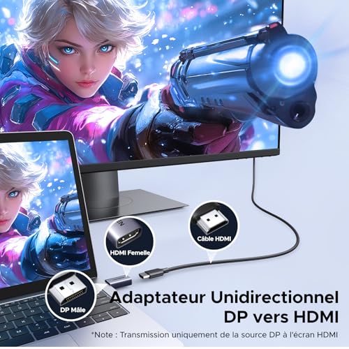 Thumbnail 1 de UGREEN Adaptateur DisplayPort vers HDMI 4K 30Hz / 2K 60Hz / 1080P 120Hz – Lot de 2