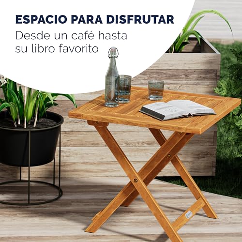 Thumbnail 8 de Casaria mesa auxiliar plegable de madera de acacia (46x46 cm) para jardín, balcón y terraza, hasta 80 kg
