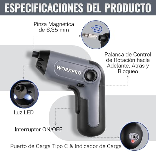 Detalle de WORKPRO Perceuse Visseuse 6Nm avec LED