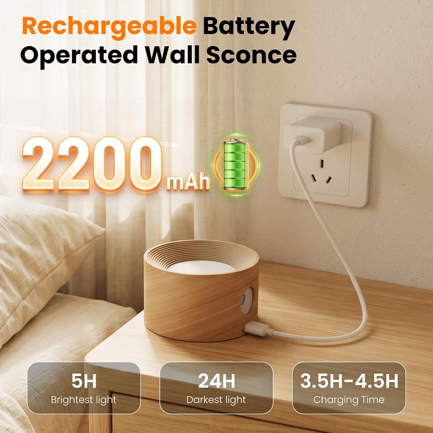 Thumbnail 1 de AKSDA 2Pack Battery Wall Sconce 3 Modes 🛋