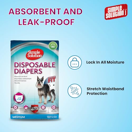 Detalle 2 de Simple Solution Pañales para Perros Hembra, 12 paquetes
