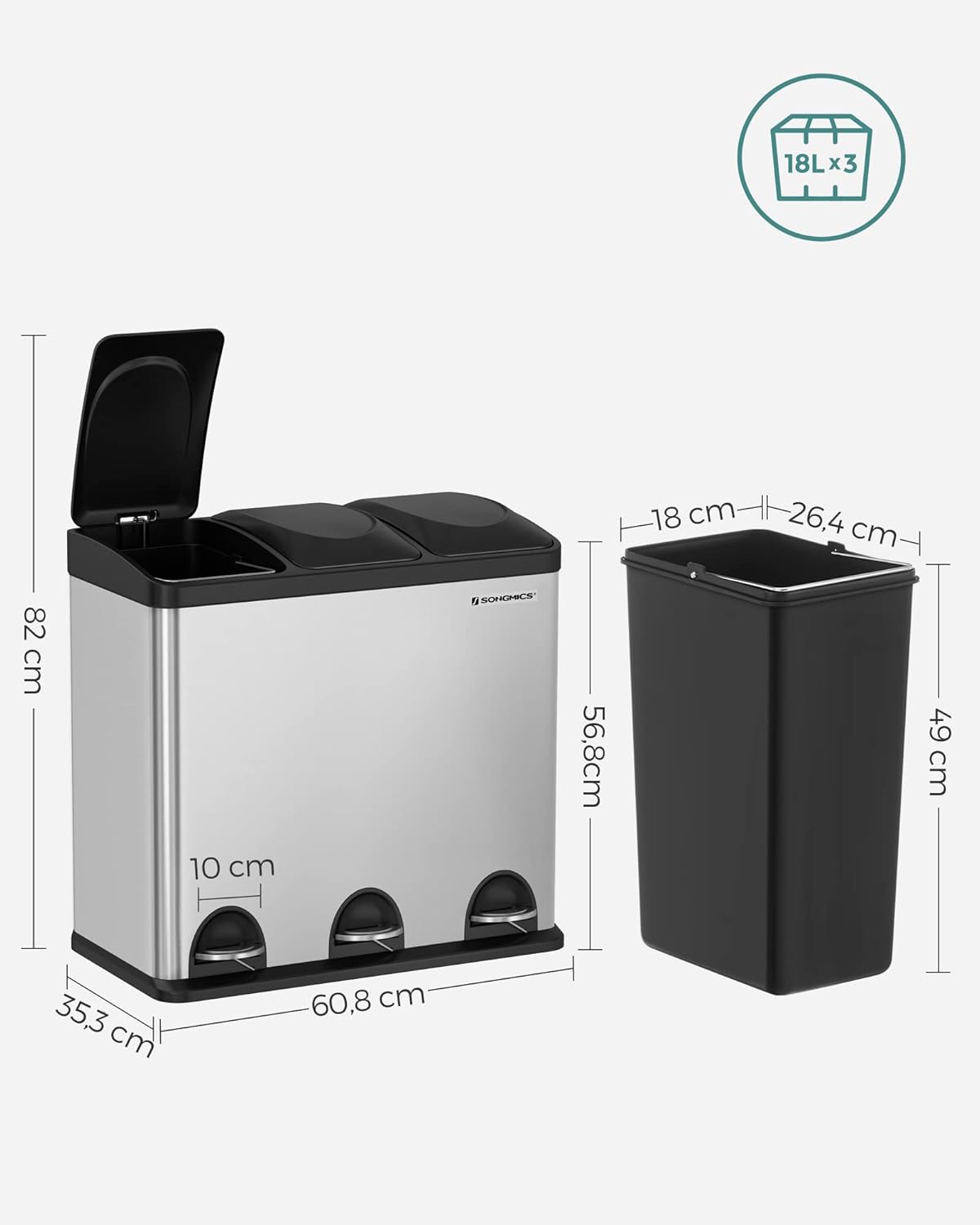 Thumbnail 4 de SONGMICS LTB54L 54L recycling bin