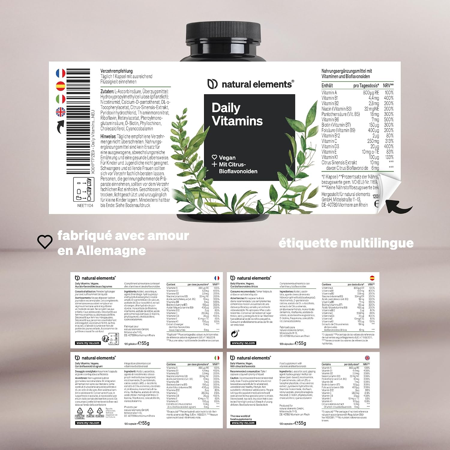 Thumbnail 4 de Daily Vitamins – 120 gélules multivitamines A à K (végane)