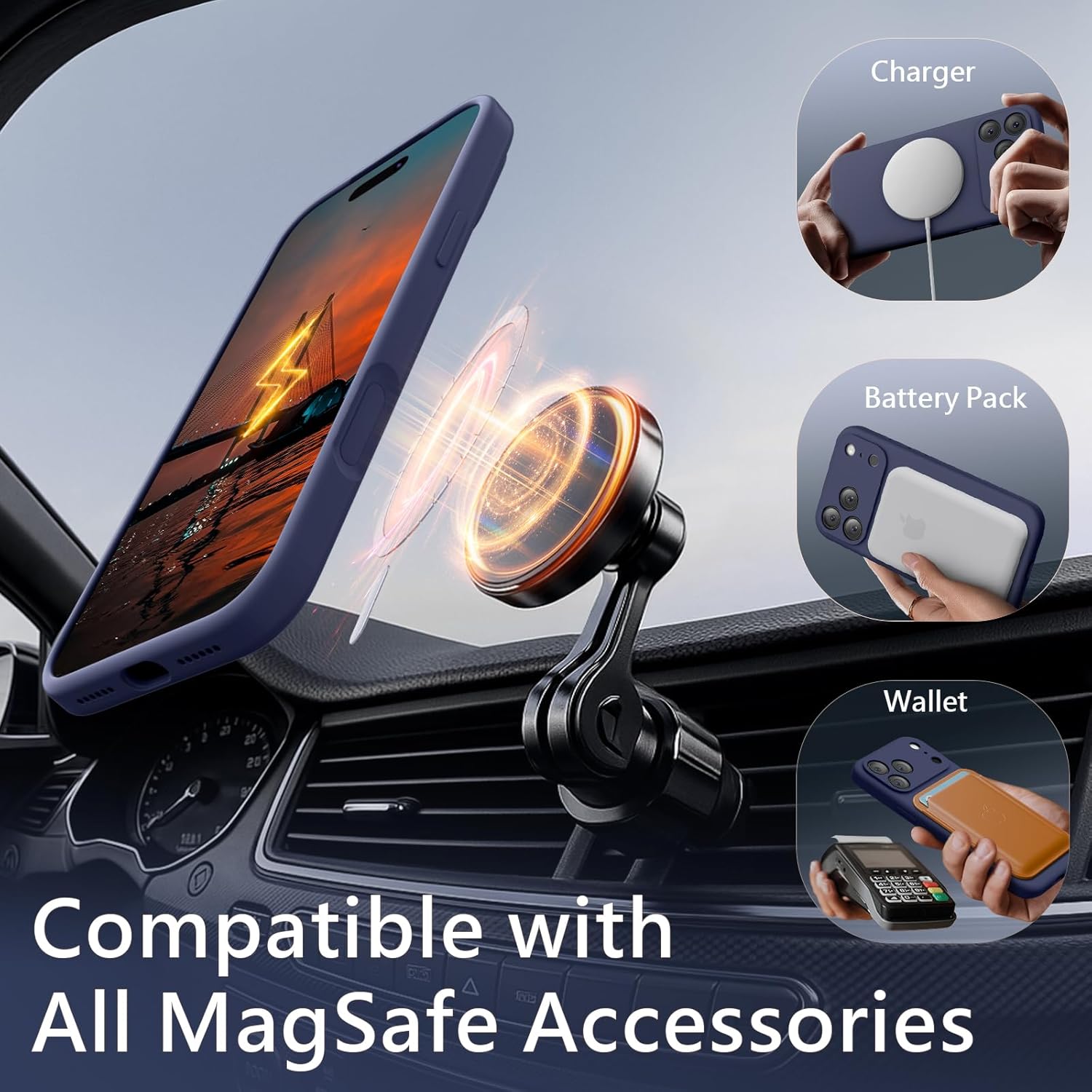 Detalle 2 de FireNova Magnetic for iPhone 17 Pro Case (MagSafe) with Camera Control Button, Navy Blue, 6.3 in