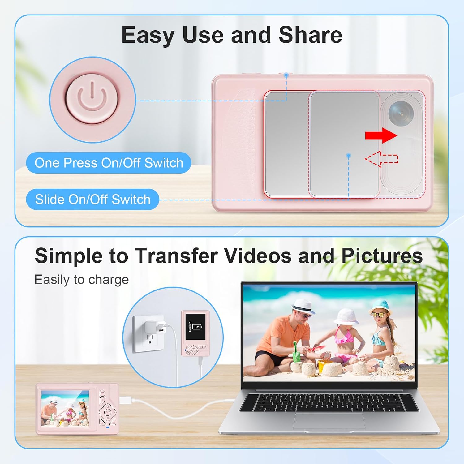 Detalle de Fotocamera digitale 4K 48MP UHD con schermo da 2,83” e zoom 18x – Rosa