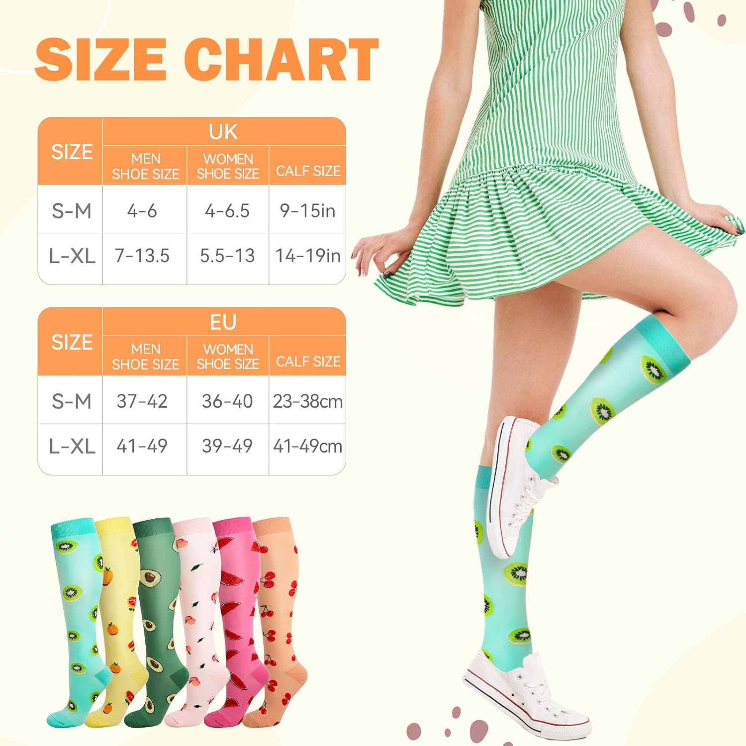 Detalle 2 de Compression Socks 6 Pairs for Leg Support