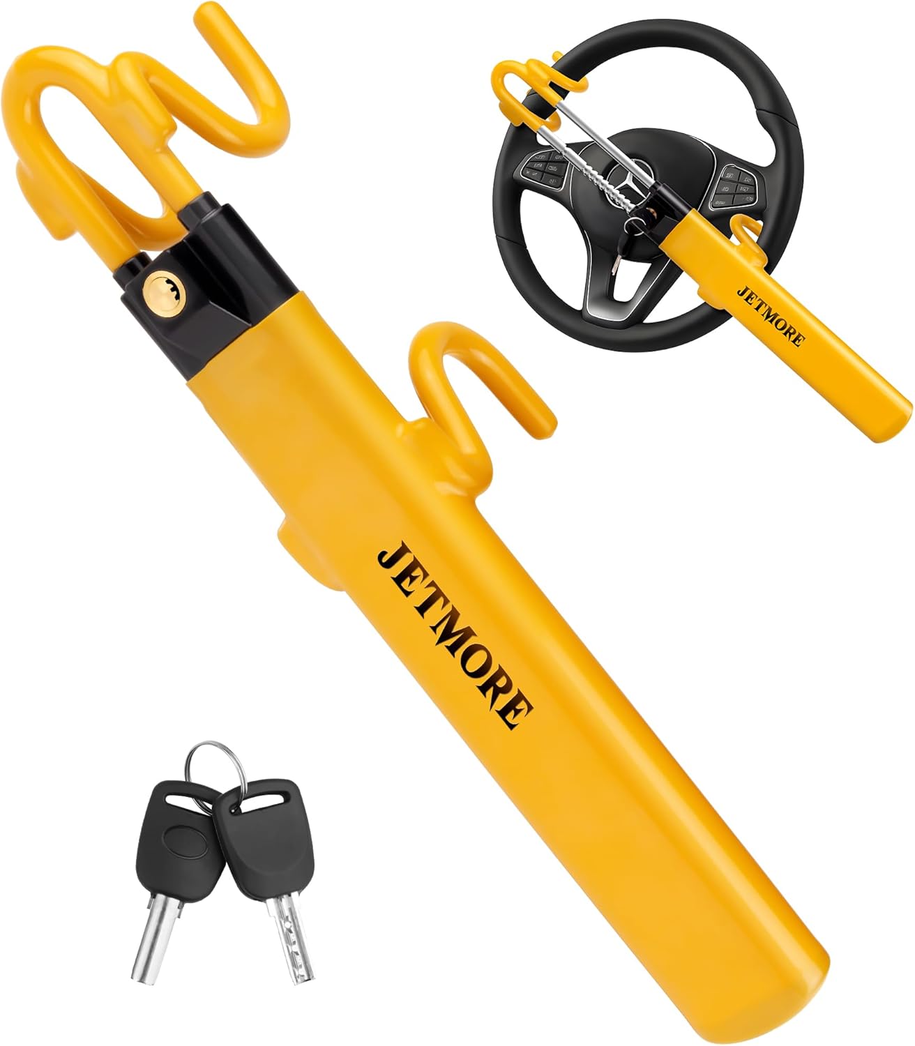 JETMORE Steering Wheel Lock: Adjustable, Heavy-Duty Anti-Theft Device for Cars, Trucks, and SUVs