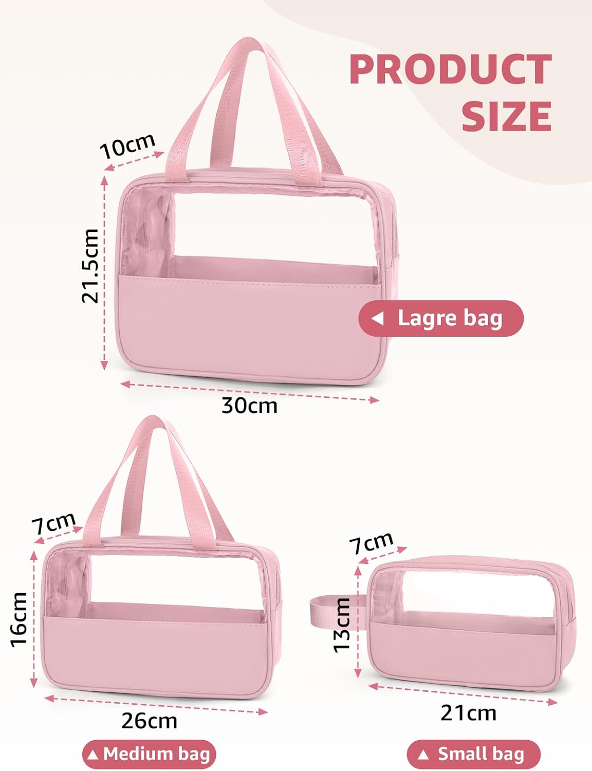 Thumbnail 1 de Laxee Clear Toiletry Bag 3 Pcs for Women and Men – Large PVC Waterproof Travel Set (Green)