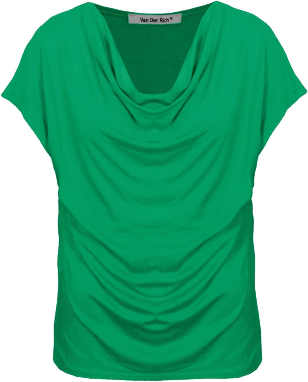 Detalle 2 de Van Der Rich Damen T-Shirt Bluse mit Wasserfallkragen