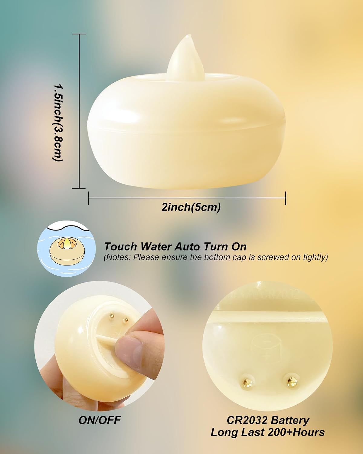 Thumbnail 1 de AMAGIC 2 inch Waterproof Outdoor Floating Candles – 24 Pack
