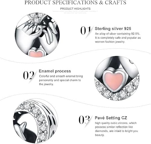 Detalle de ShiYu Charm de plata de ley 925 en forma de corazón con manos para pulsera Pandora