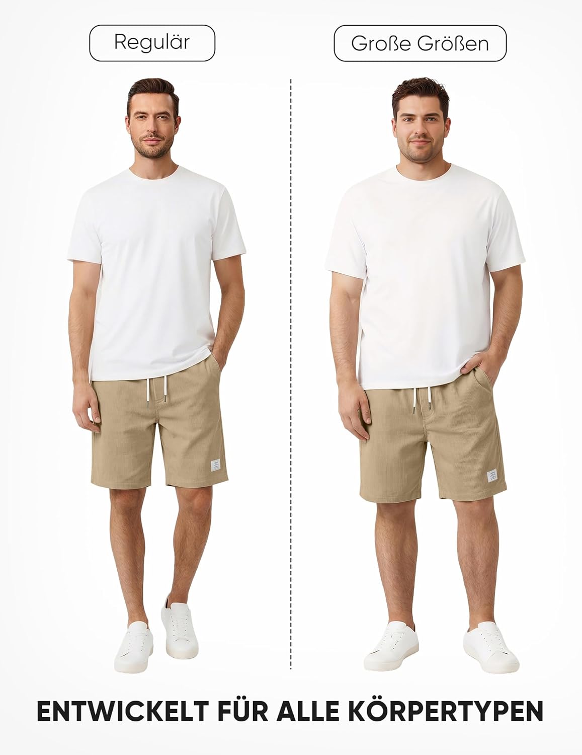 Thumbnail 4 de JMIERR Corduroy Shorts Herren – Sommer-Freizeit-Shorts mit Stretch-Bund, Leinen-Anteil und Taschen