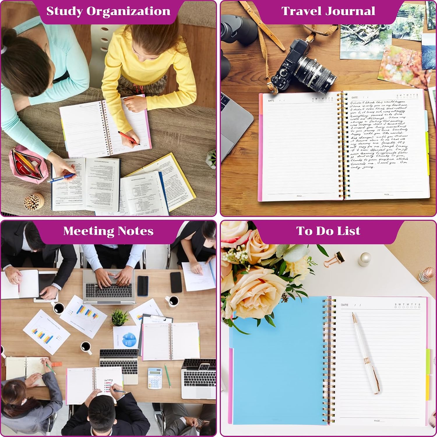 Thumbnail 6 de MOFELON A4 Notebook with 5 Dividers – Purple, 240 Pages, 100gsm, PVC Cover