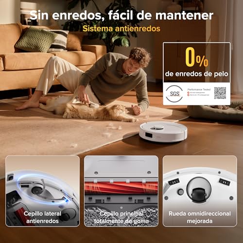 Detalle de Roborock Qrevo S Pro Set: robot aspirador con base todo en uno y fregado inteligente