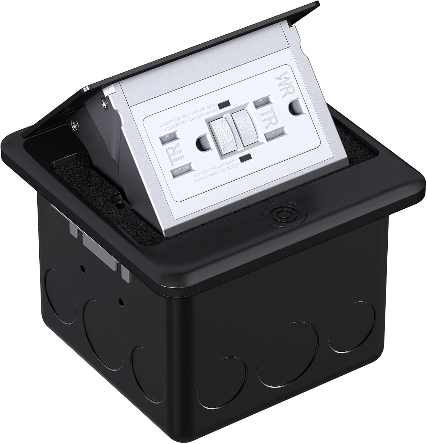 Detalle de WEBANG Pop-Up Floor Outlet, 15 A GFCI, Black Stainless Steel Cover