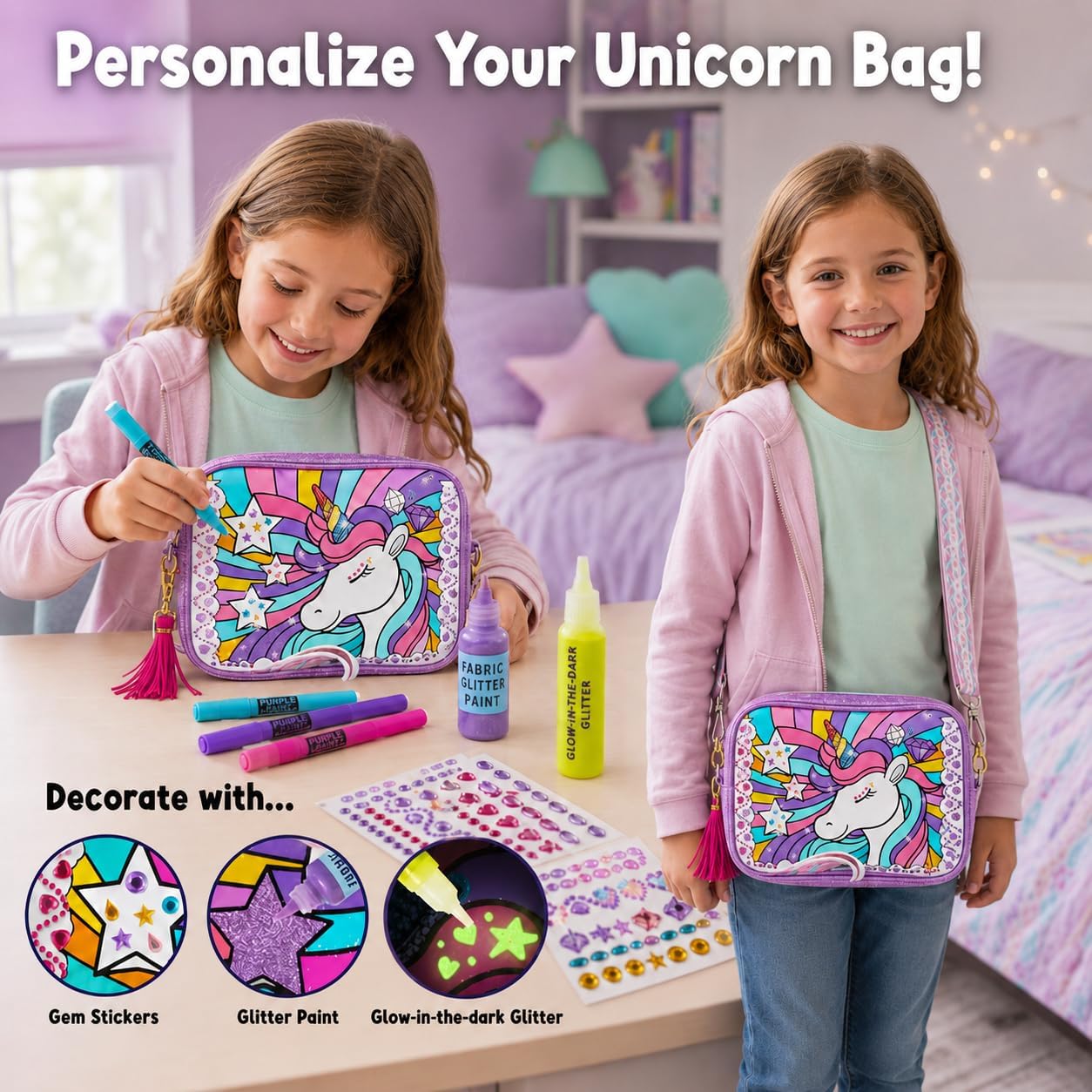 Detalle de Unicorn crossbody craft kit for kids