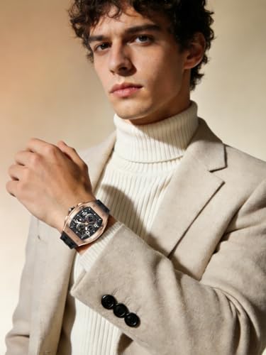 Detalle de TSAR BOMBA 8224 Series Men’s Watch – Tonneau, Black, Rose Gold, Sapphire Chronograph