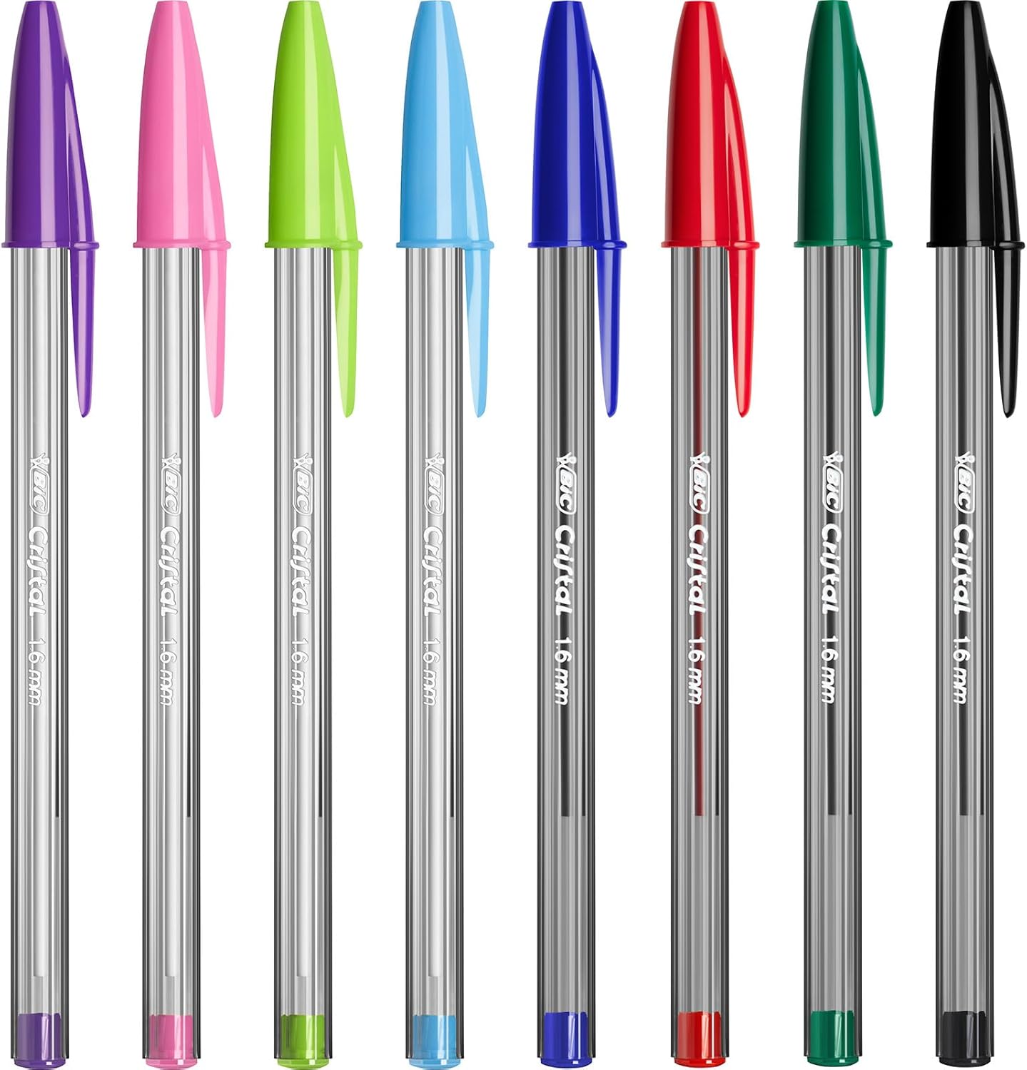Thumbnail 1 de BIC Cristal Multicolour Stylos-bille Pointe Large (1,6 mm) – Pack de 8, couleurs classiques et festives