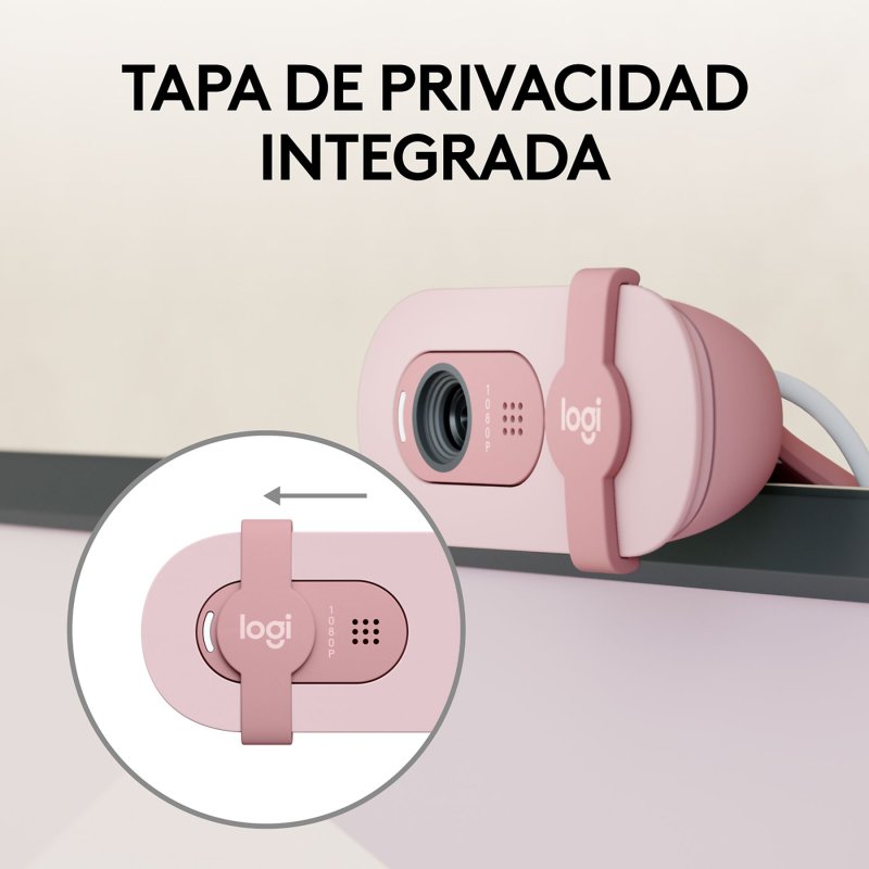 Thumbnail 2 de Logitech Brio 100 Webcam FullHD Rosa: claridad y privacidad para videollamadas básicas