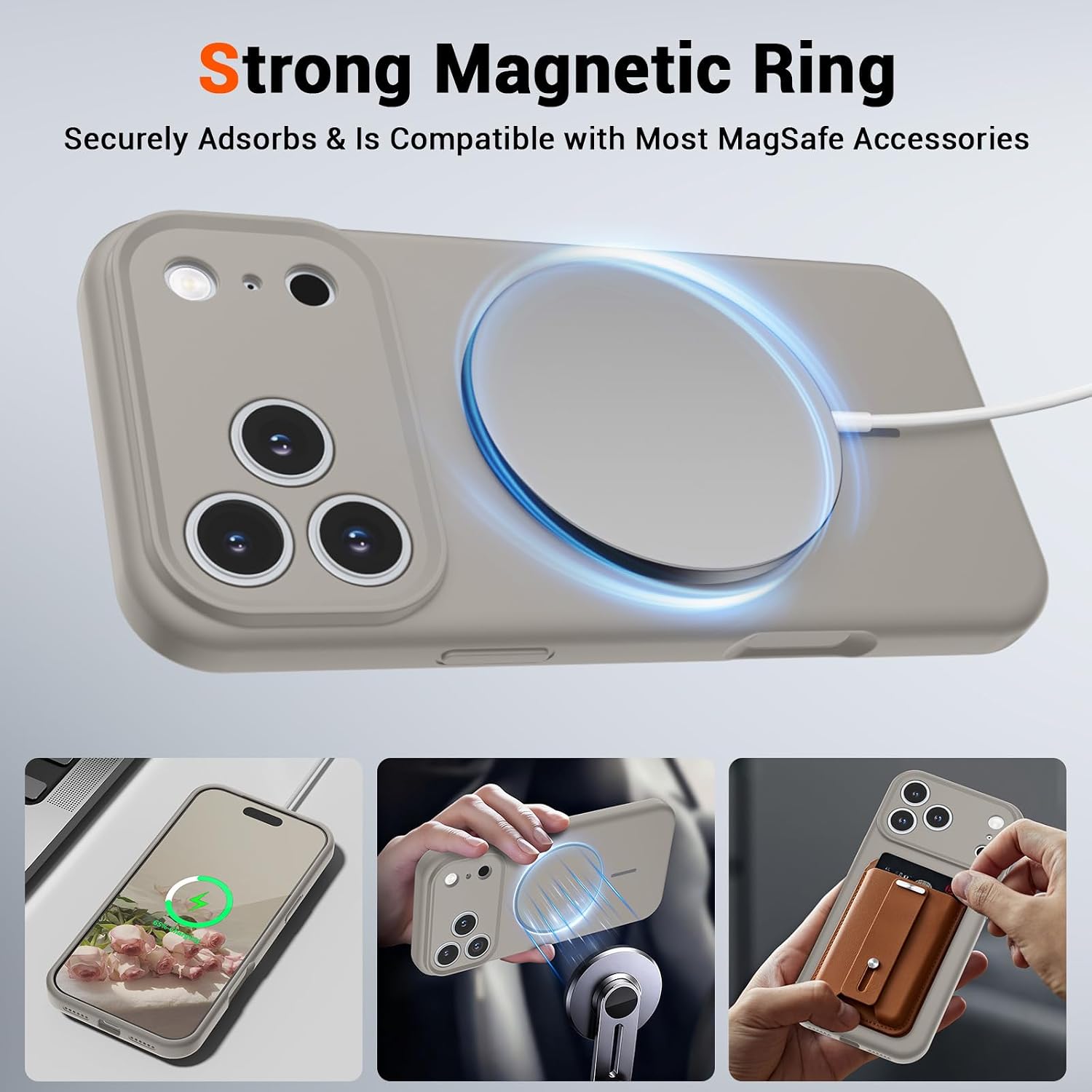 Detalle de SUPFINE Magnetic Case for iPhone 17 Pro (6.3") with MagSafe, Full Camera Protection & Screen Protector
