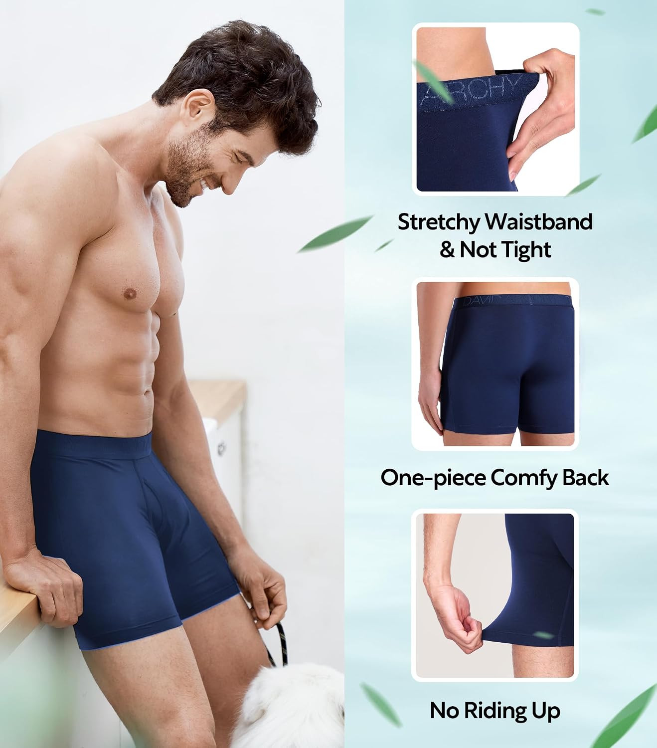 Thumbnail 2 de David Archy Boxer Briefs Breathable Moisture-Wicking