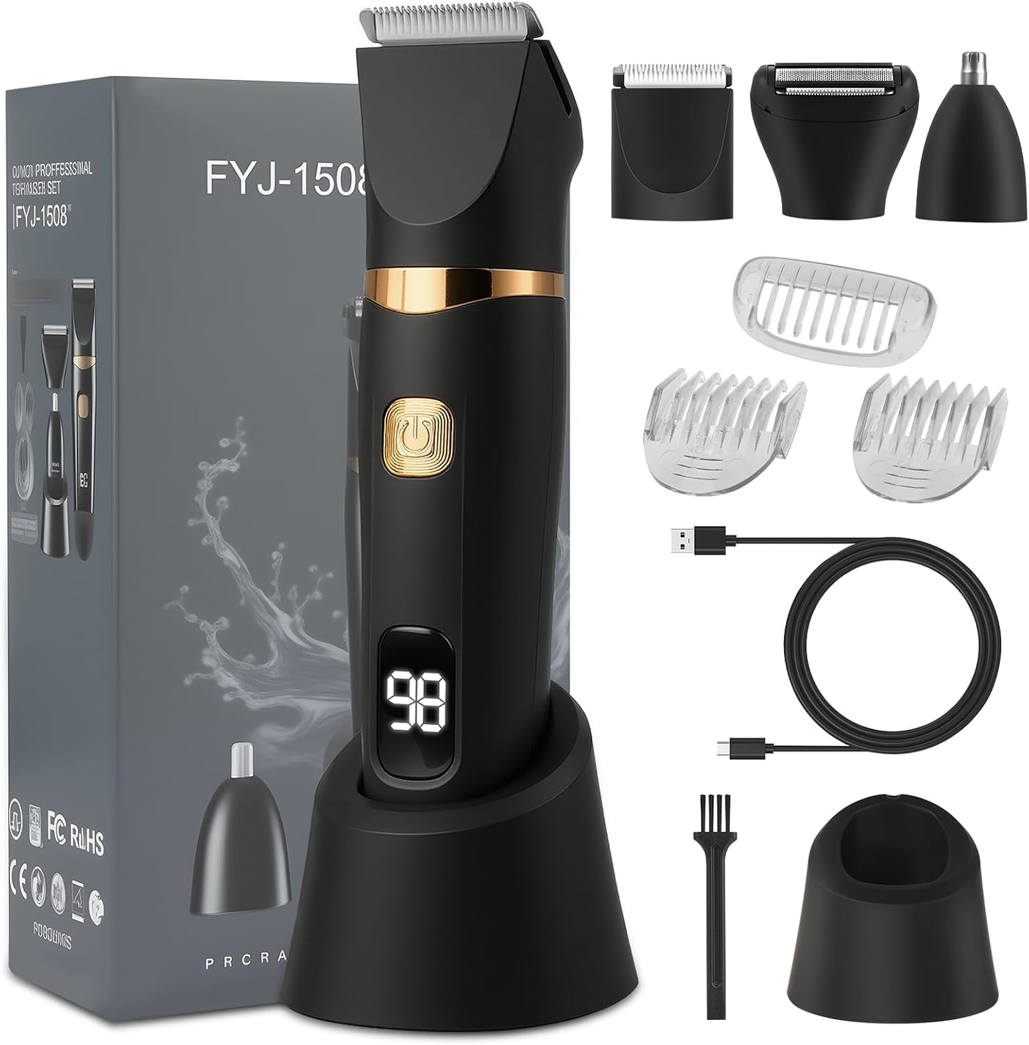 Detalle de Aolso Rasoio Elettrico Multiuso FYJ: rifinitore all-in-one per viso, corpo e naso