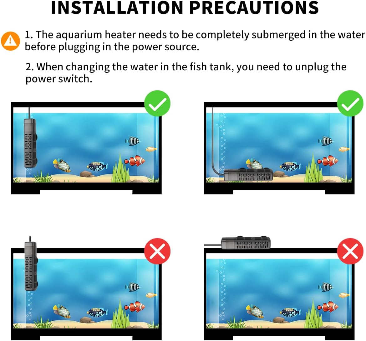 Detalle de HiTauing Aquarium Heizung Tauchheizer mit Übertemperaturschutz (50/100/300/500 W) für Süß- und Salzwasser-Aquarien