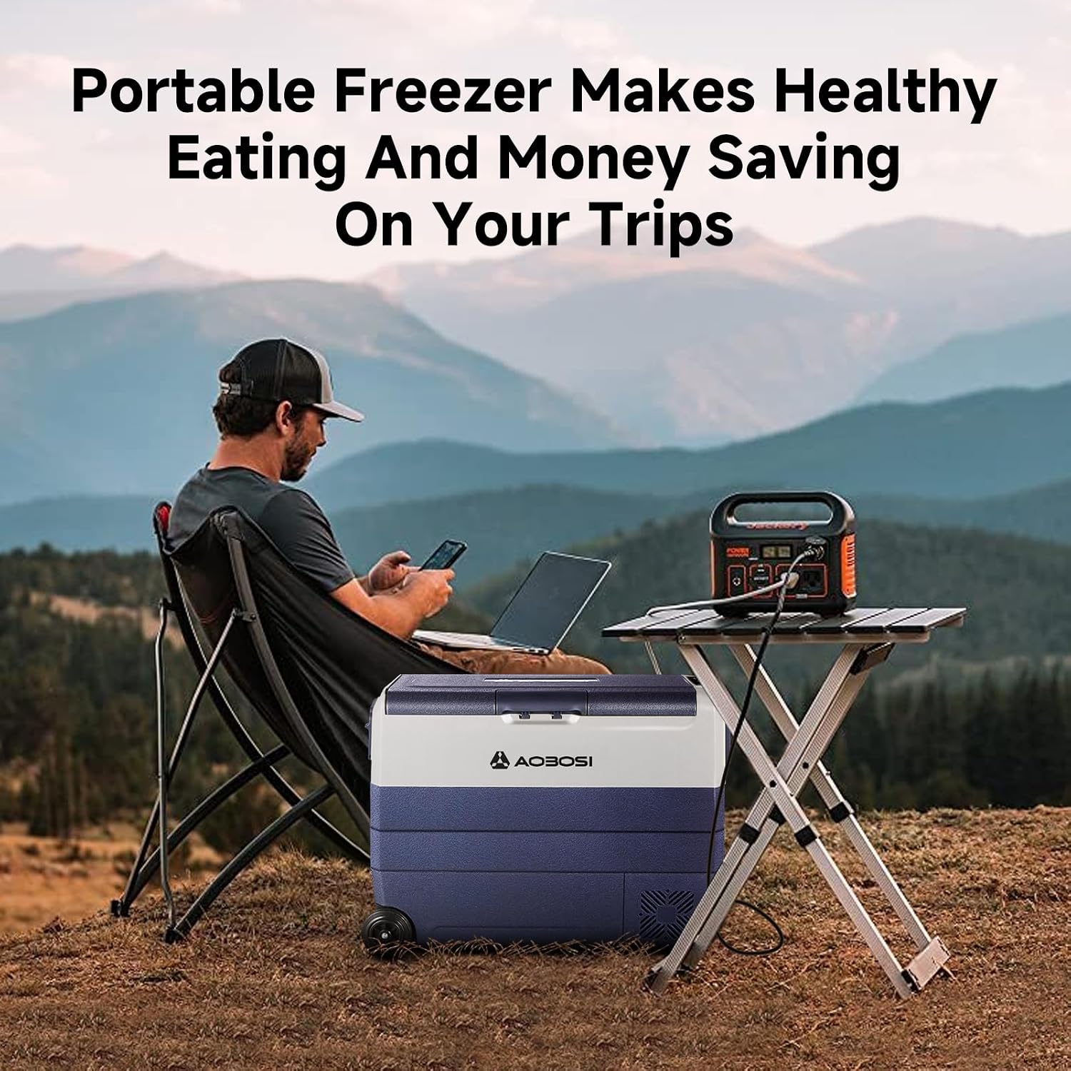 Thumbnail 5 de AAOBOSI 60L Car Fridge Freezer with App Control – Dual Zone Portable Cooler for 12/24V DC & 100-240V AC