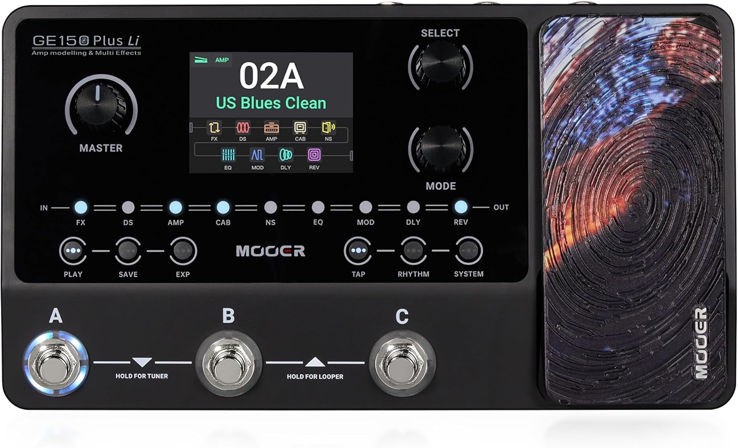 Detalle de MOOER GE150 Plus Li Guitar Multi-Effects Processor with Battery, IR and NAM/MNRS Support