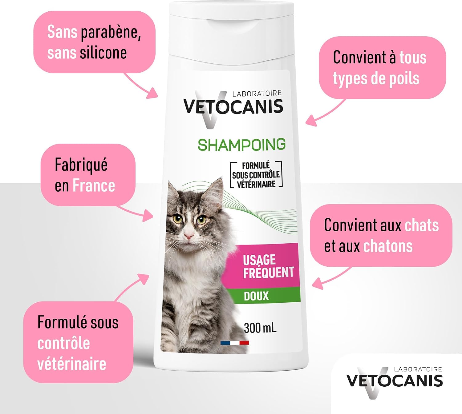 Detalle de Vetocanis Shampoing Chat Dermoprotecteur à usage fréquent (glaçrine végétale) 300 ml
