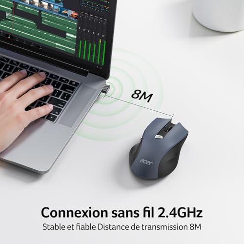 Detalle de Acer Souris Ergonomique sans Fil 1600DPI Réglable — confort et connexion fiable