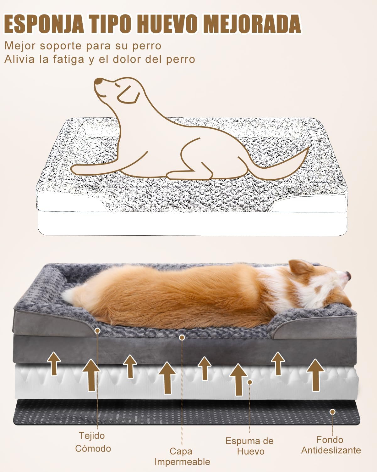 Detalle 2 de KSIIA Cama Perro Grande 121x76x18 cm