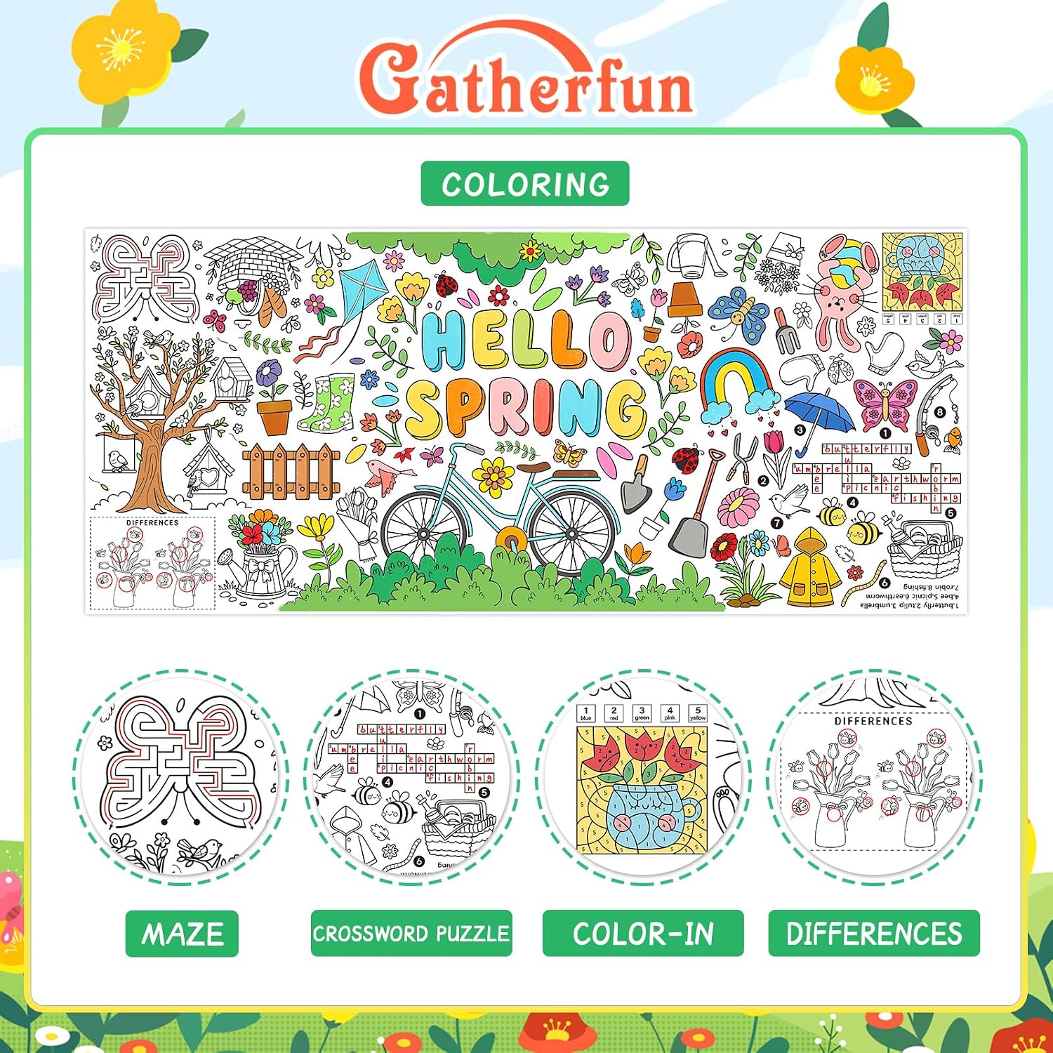 Detalle 1 de Gatherfun Hello Spring Giant Coloring Poster