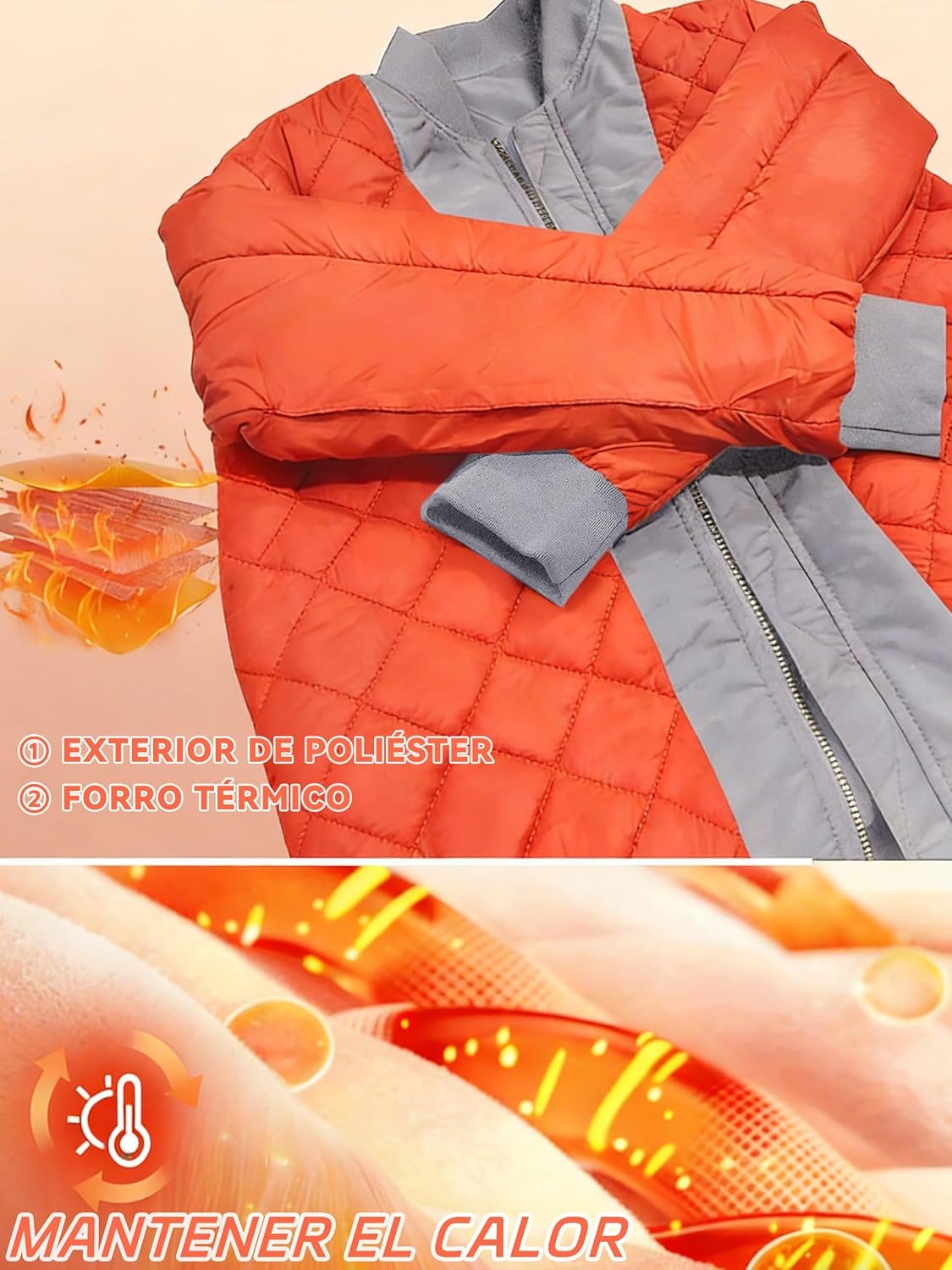 Detalle de KEFITEVD Chaqueta béisbol cálida con 4 bolsillos