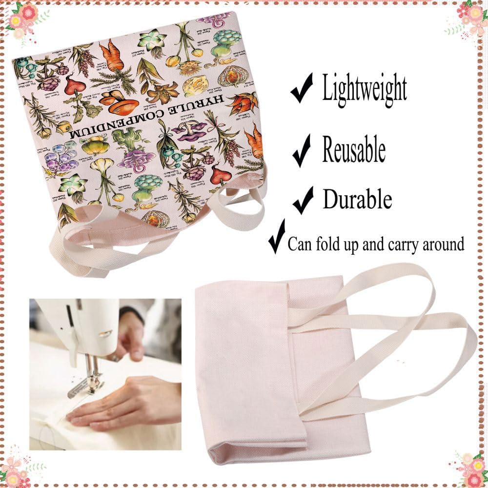 Detalle de PXTIDY Hyrule Compendium Flower Tote Bag – Cartoon Video Game Gift Korok Shopping Bag